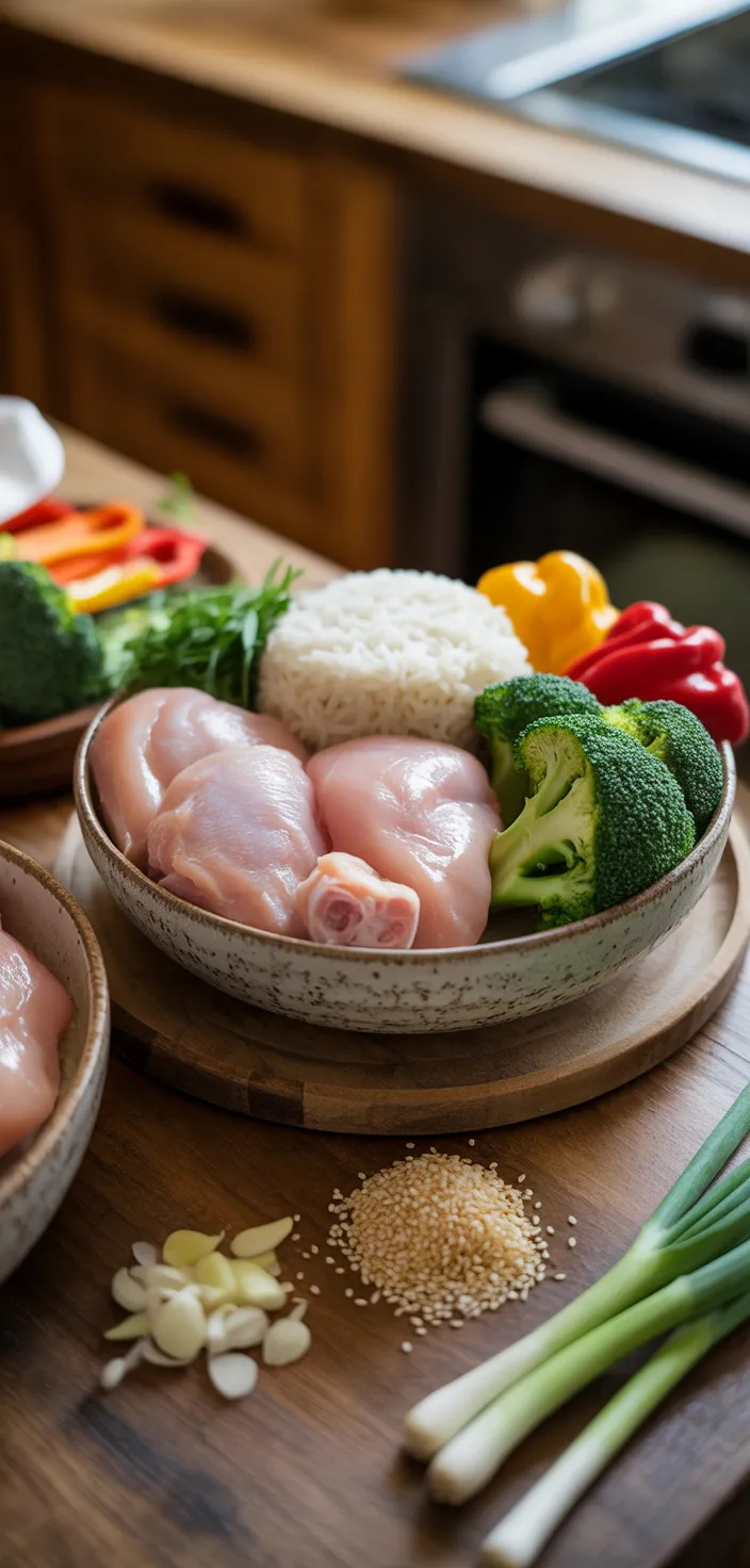 Ingredients photo for Delicious Teriyaki Chicken Rice Bowl For Busy Nights Recipe