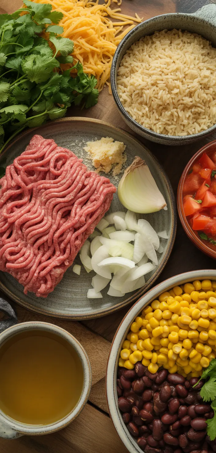 Ingredients photo for One Pot Mexican Rice Casserole Recipe