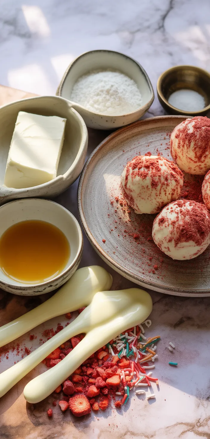 Ingredients photo for Red Velvet Cheesecake Balls Recipe