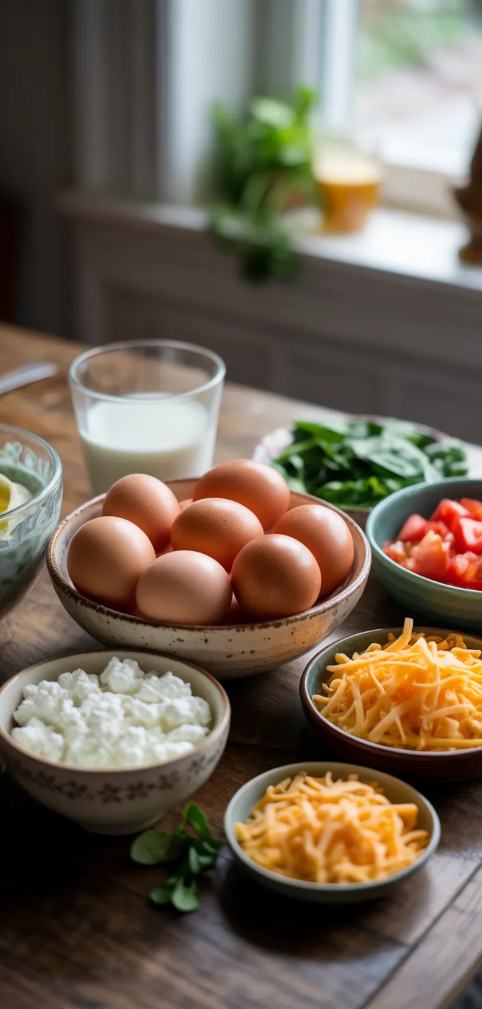 Ingredients photo for Baked Cottage Cheese Eggs: A Comforting Breakfast Tradition Recipe