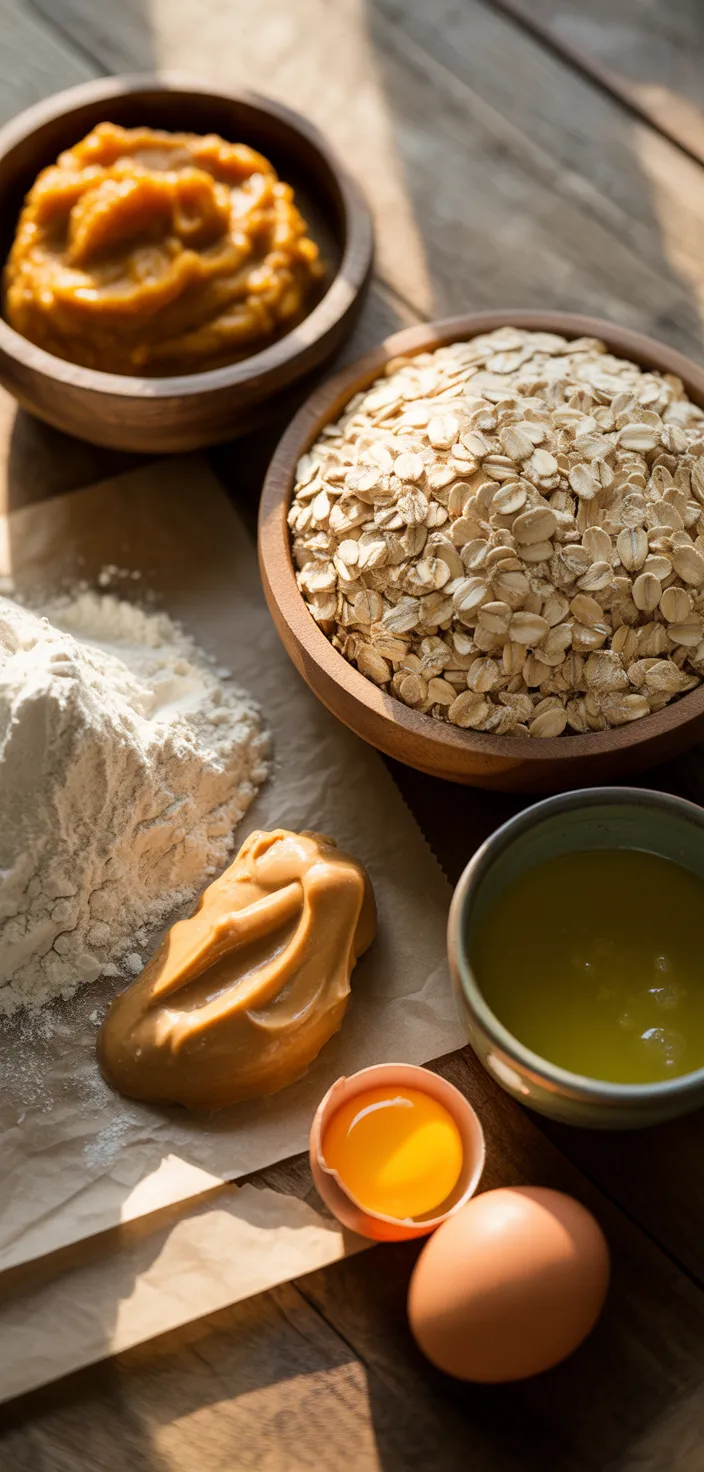 Ingredients photo for DIY Natural Dog Treats: Pumpkin & Oat Cookies – Healthy, Homemade Snacks For Your Pup Recipe