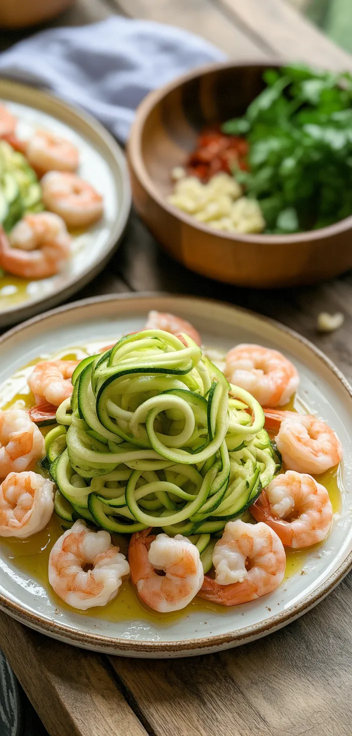 Ingredients photo for Lemon Garlic Shrimp Zucchini Noodle (Light & Easy Dinner!) Recipe