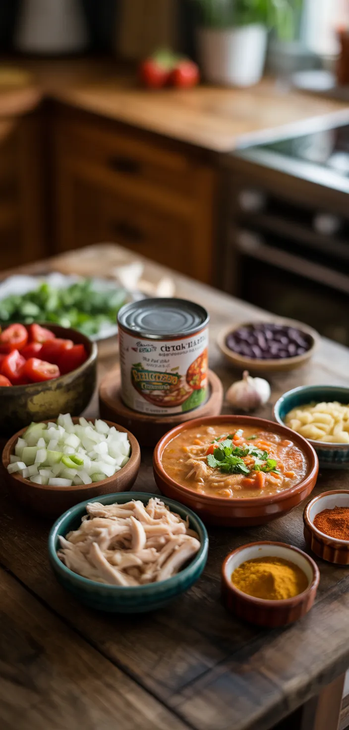 Ingredients photo for The Best Creamy Chicken Enchilada Soup Recipe