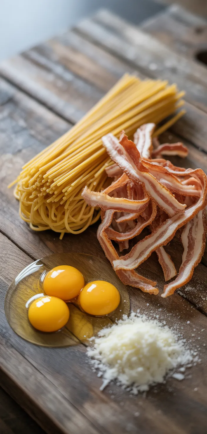 Ingredients photo for Authentic Pasta Carbonara (From Amalfi Coast) Recipe