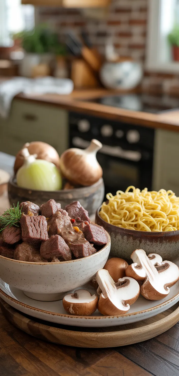 Ingredients photo for Instant Pot Beef Stroganoff Recipe