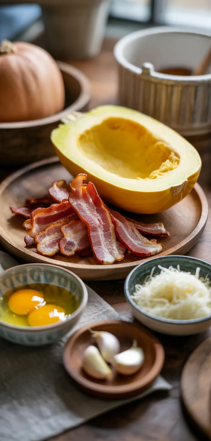 Ingredients photo for Keto Spaghetti Squash Carbonara Recipe