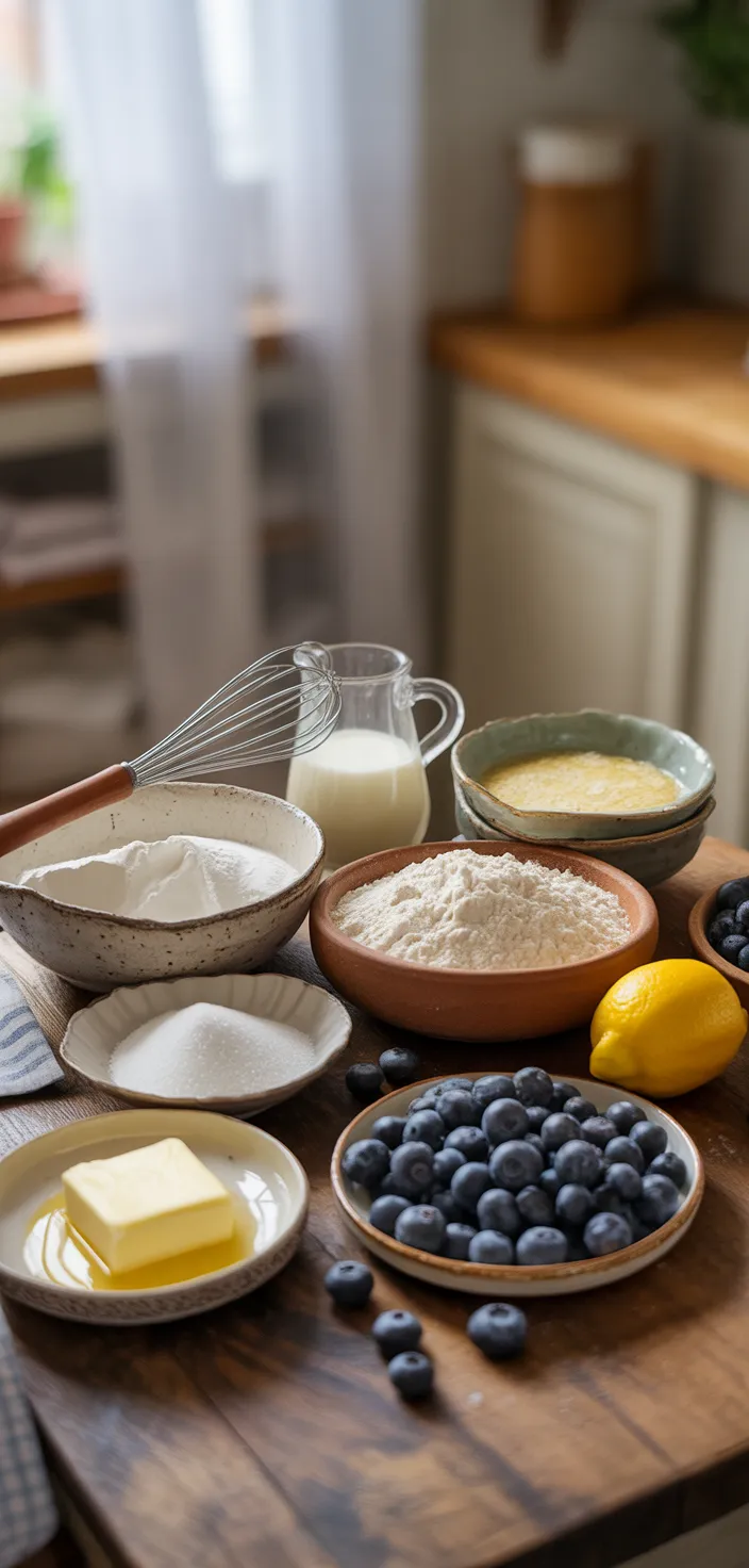 Ingredients photo for Lemon Blueberry Pancakes Recipe