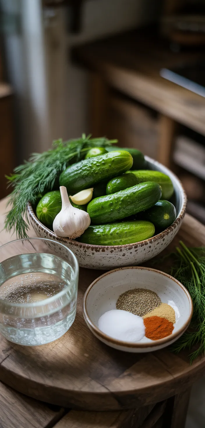 Ingredients photo for Refrigerator Kosher Dill Pickles Recipe