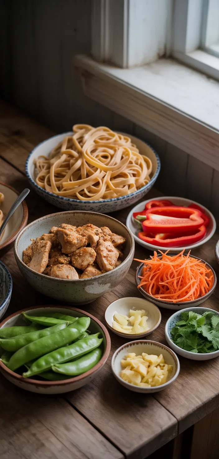 Ingredients photo for CPK Thai Peanut Chicken Pasta Recipe