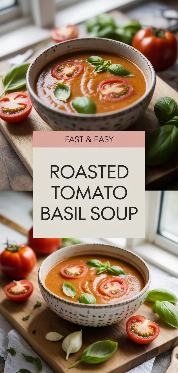 A photo of The Best Roasted Tomato Basil Soup Recipe