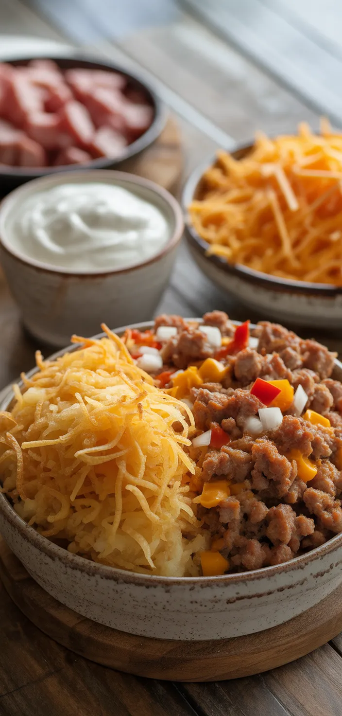 Ingredients photo for Sausage Hashbrown Breakfast Casserole Recipe