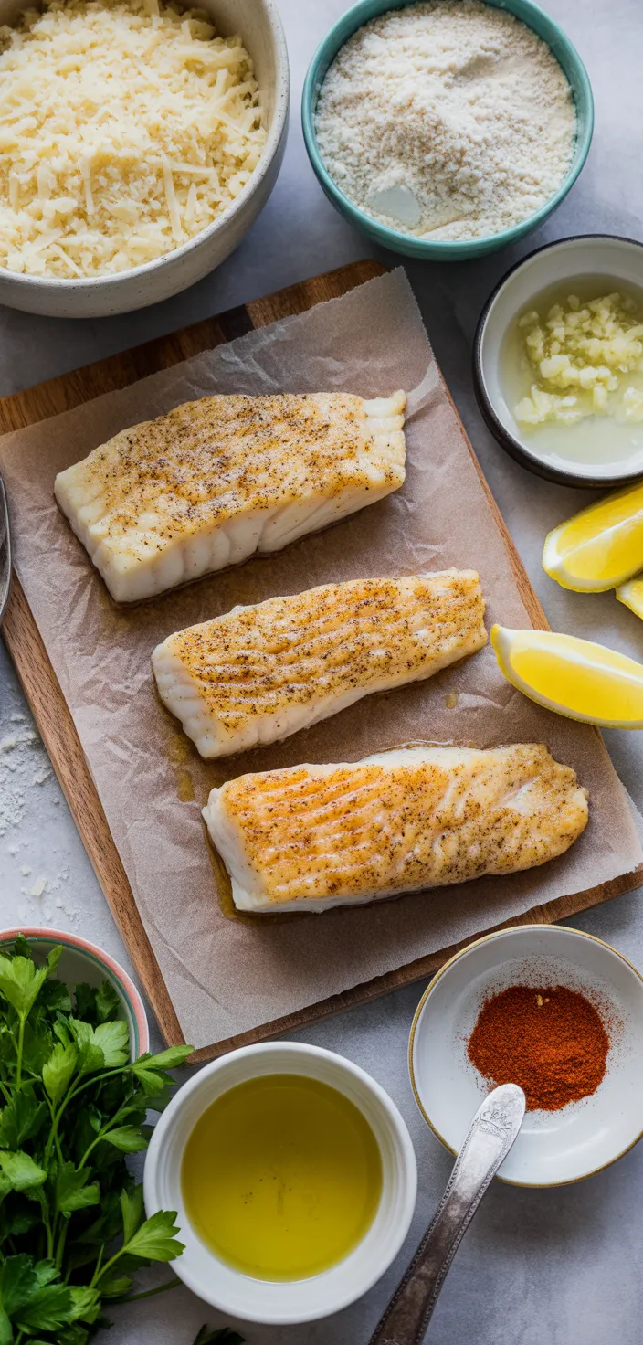 Ingredients photo for Protein Rich Parmesan Crusted Cod Recipe